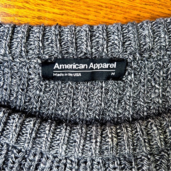 Women's American Apparel Marled Grey Cotton Shaker Knit Cropped Size Medium - Picture 4 of 8